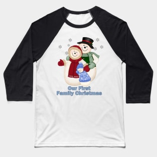 Snowman Snow Family First Christmas - Blue Baseball T-Shirt